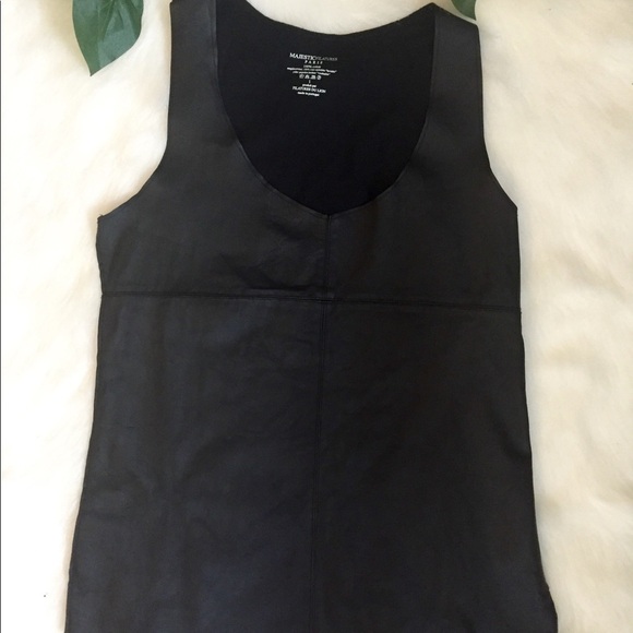 Majestic Filatures Sleeveless Leather Front Top - Picture 9 of 9